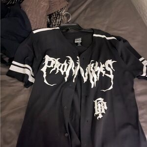 Black Graphic Button-Up Jersey